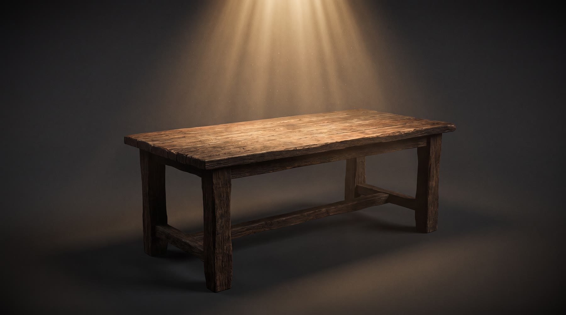 Mesa de madeira, fundo escuro
